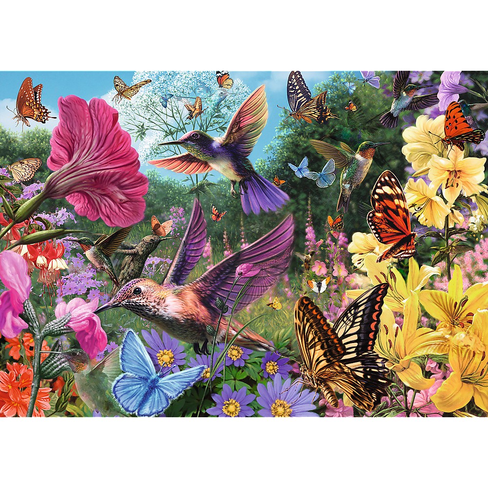 Puzzle Premium Plus Quality 1000 piese - Tea Time - Gradina cu colibri | Trefl