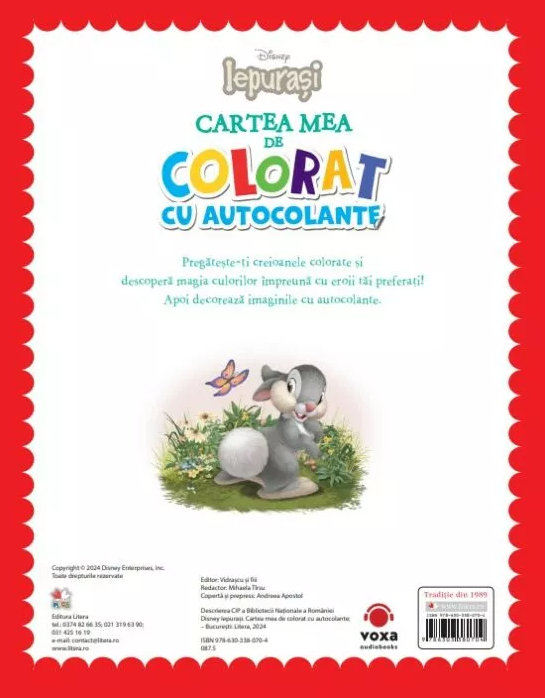 Disney Iepurasi - Cartea mea de colorat cu autocolante. Lipeste si coloreaza!