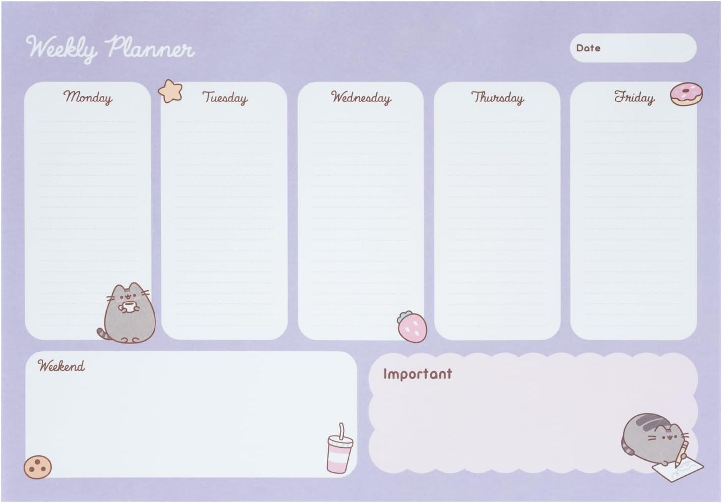 Planner saptamanal - Pusheen | Grupo Erik