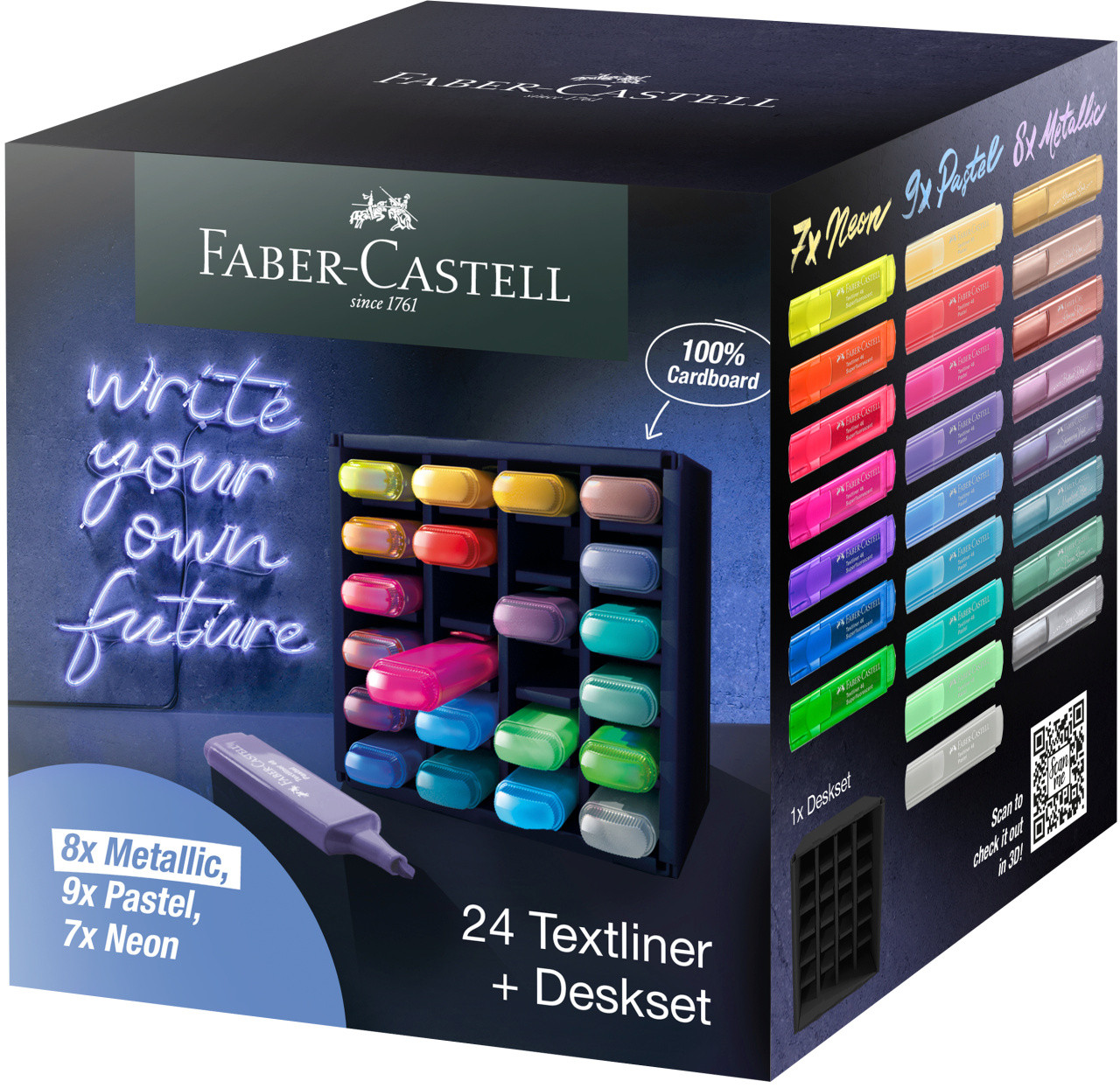 Set 24 markere evidentiator - Faber-Castell - 24 Textliner + Deskset | Faber-Castell - 2 | YEO