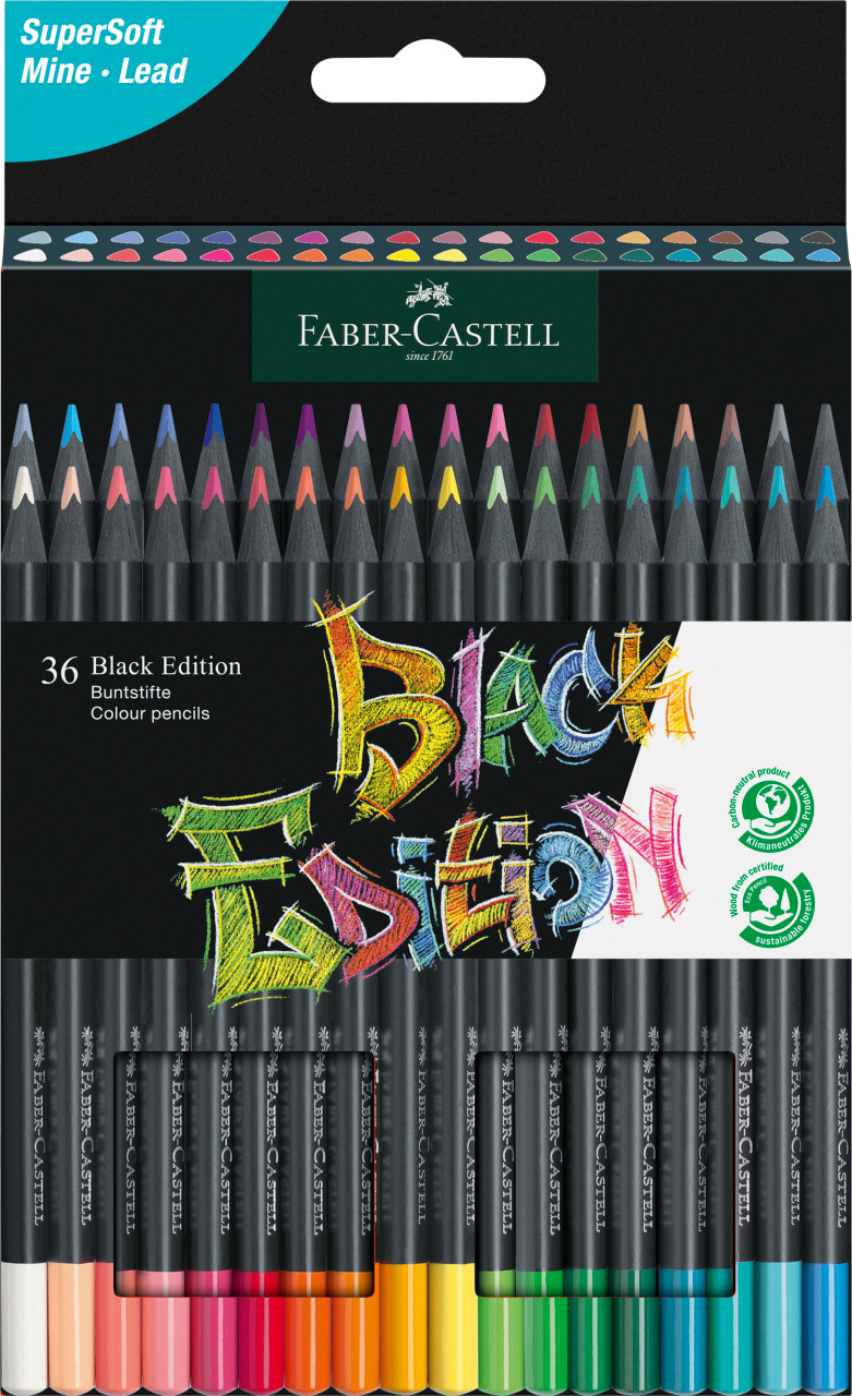 Set 36 creioane colorate - Faber-Castell - SuperSoft Lead - Black Edition | Faber-Castell - 4 | YEO