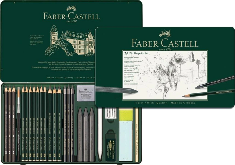 Set 19 creioane grafit si 7 accesorii - Pitt Monochrome | Faber-Castell