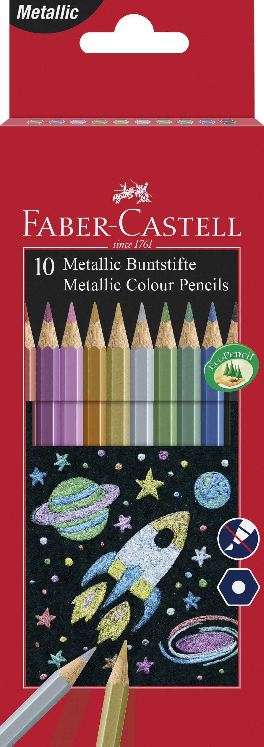 Set 10 creioane colorate - Metallic Colour Pencils | Faber-Castell - 1 | YEO