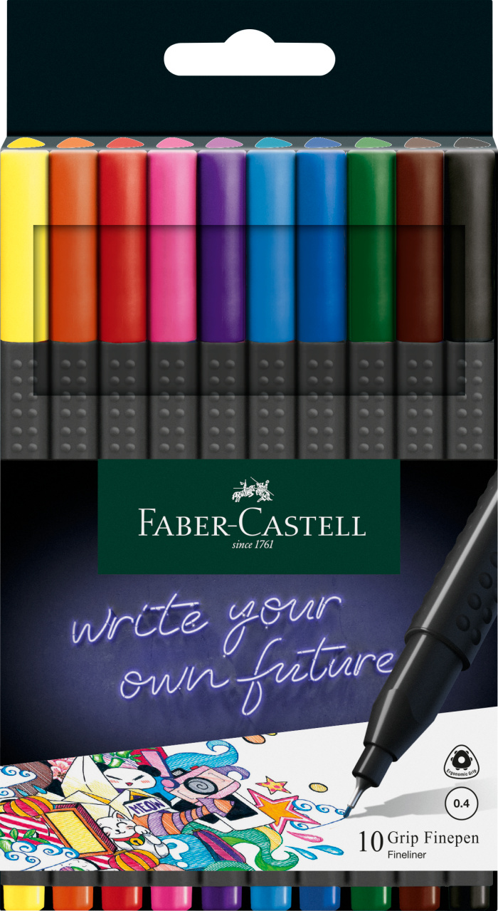 Set 10 linere - Grip 0.4mm | Faber-Castell - 2 | YEO