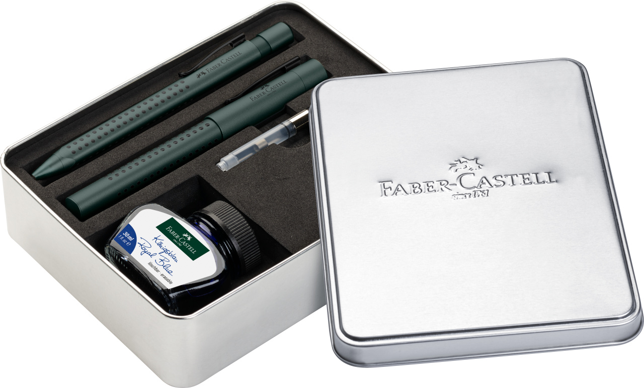 Set cadou stilou + pix + cerneala + convertor - Grip 2011 - Verde inchis | Faber-Castell - 1 | YEO