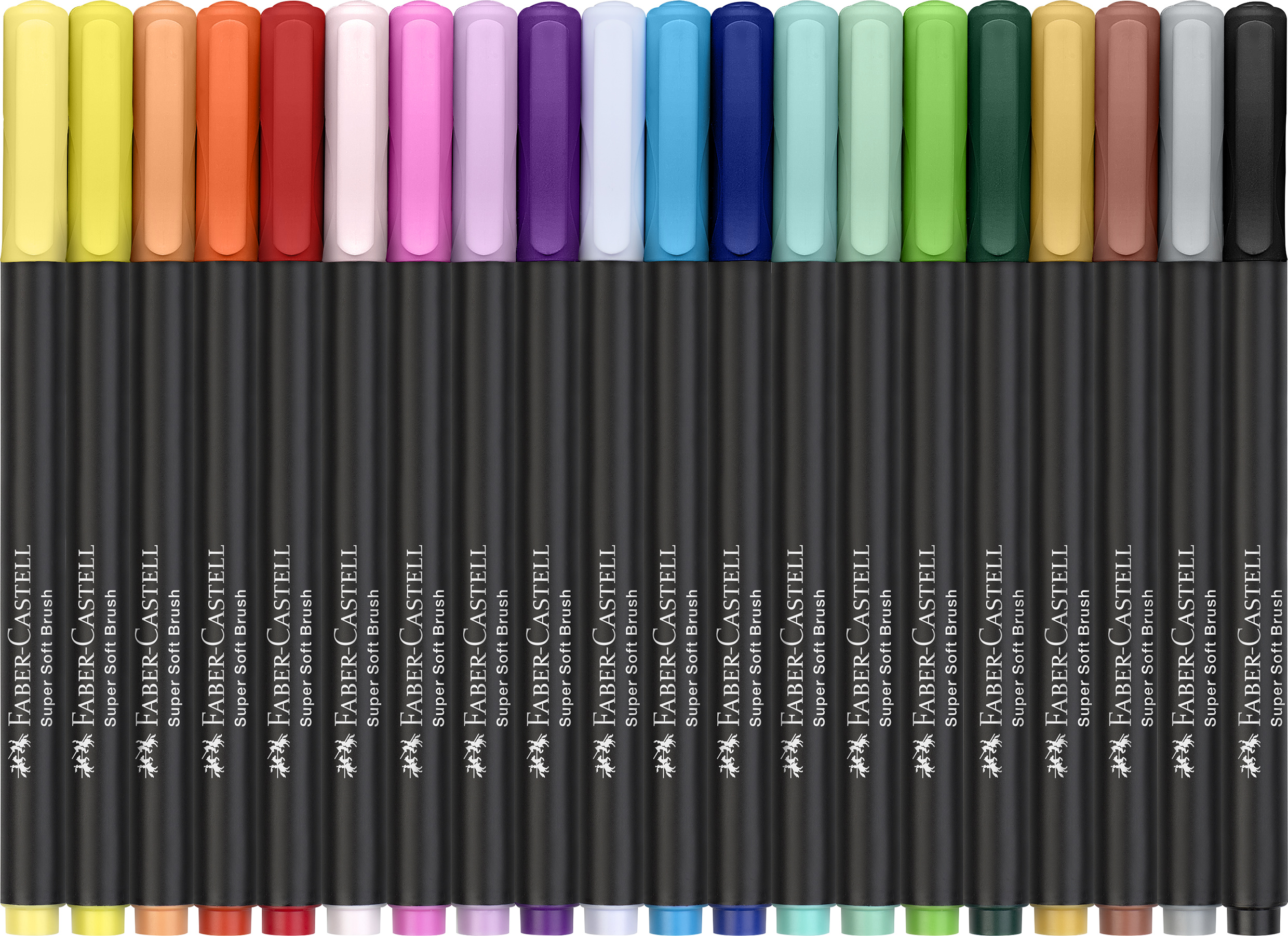 Set 20 carioci cu varf tip pensula - Faber-Castell - Black Edition | Faber-Castell