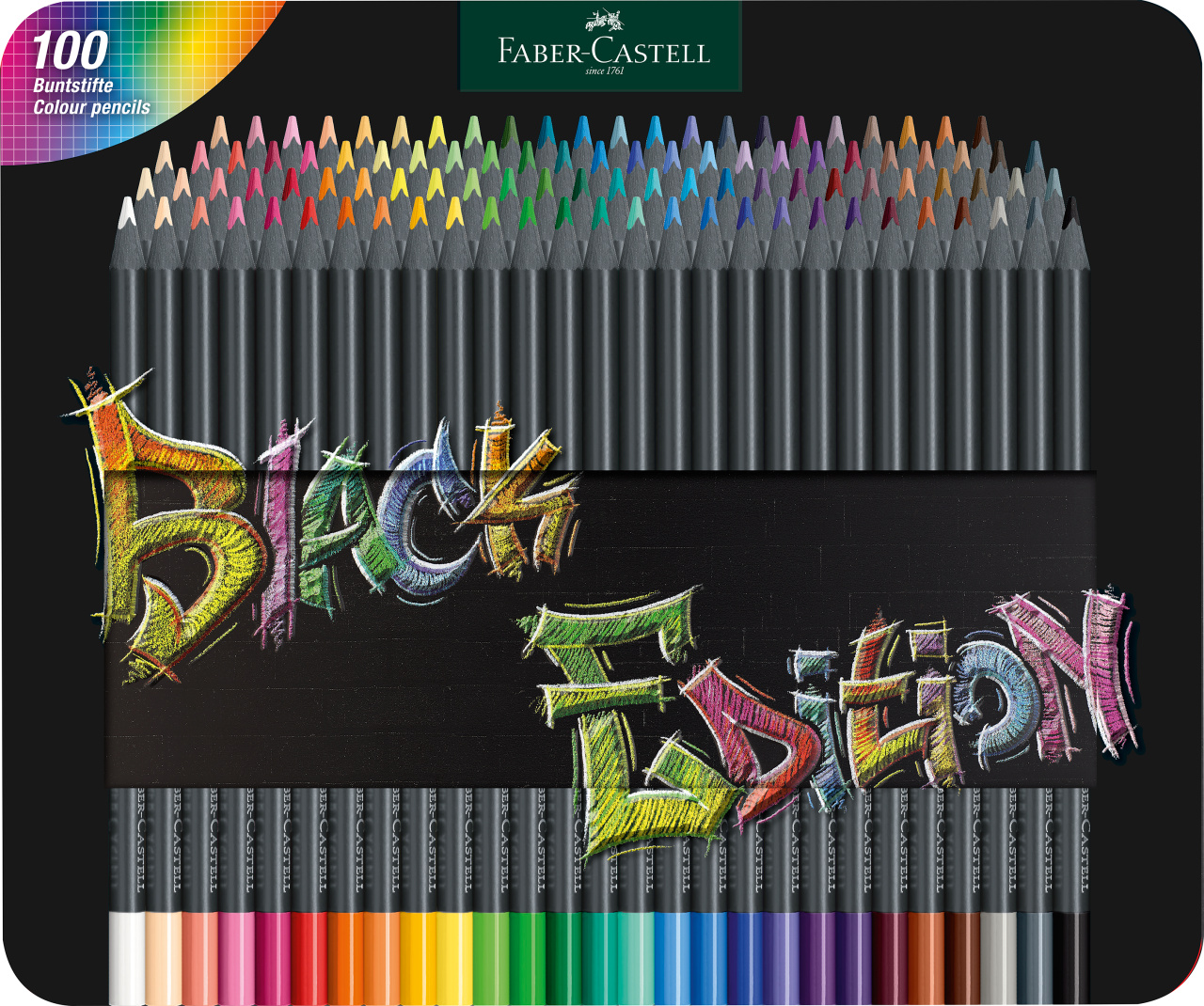 Set 100 creioane colorate - Faber-Castell - Black Edition, cutie metalica | Faber-Castell - 3 | YEO