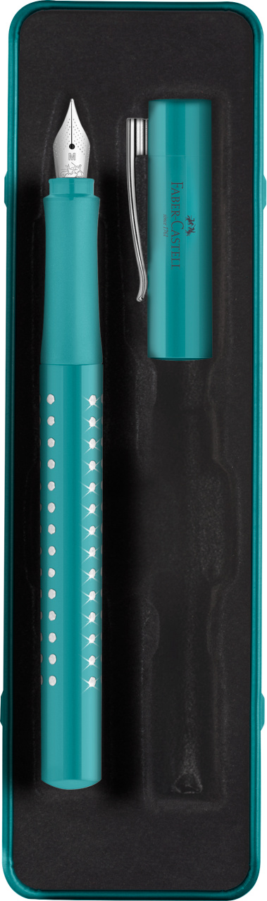 Set stilou si cutie - Sparkle M - Turcoaz Ocean Metalic | Faber-Castell