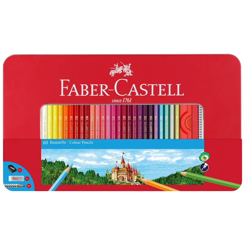 Set 60 creioane colorate - Faber-Castell, cutie metalica | Faber-Castell - 2 | YEO