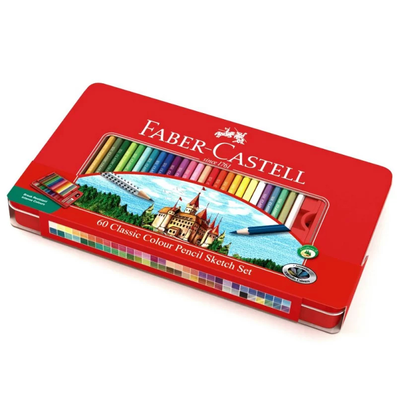 Set 60 creioane colorate - Faber-Castell, cutie metalica | Faber-Castell