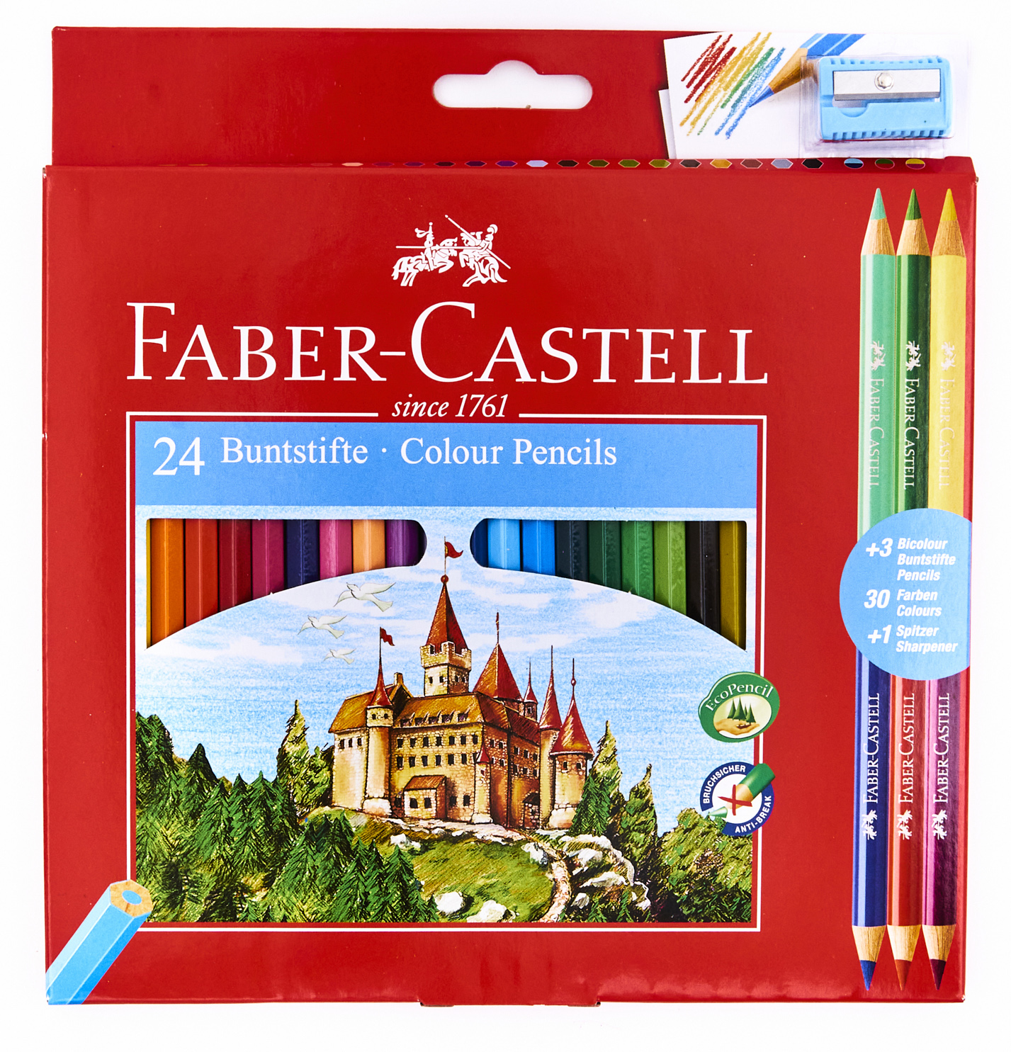 Set 24 creioane colorate - Faber-Castell hexagonale + 3 creioane bicolore | Faber-Castell