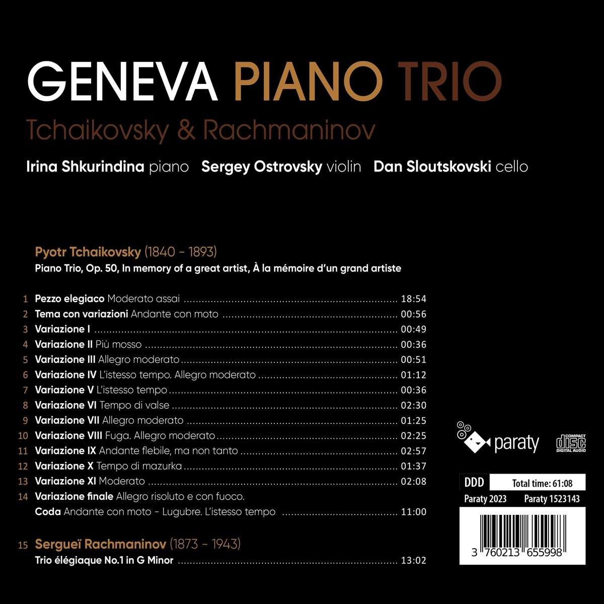 Tchaikovsky: Piano Trio, Op. 50 / Rachmaninov: Trio Elegiaque No. 1 | Geneva Piano Trio