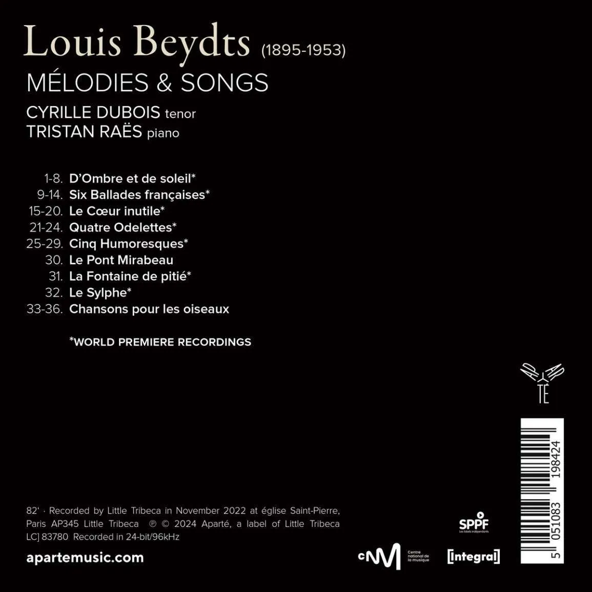 Louis Beydts: Melodies & Songs | Cyrille Dubois, Tristan Raes