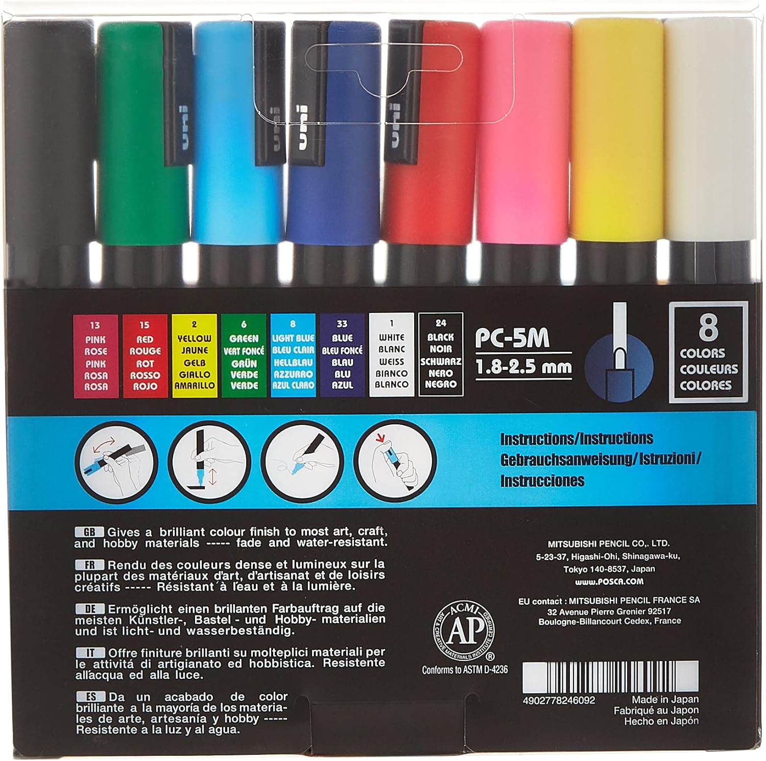 Set 8 markere - Multicolor | Posca - 1 | YEO