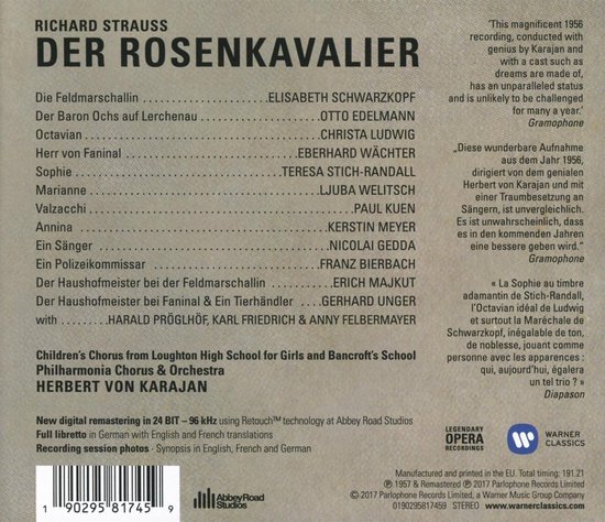 Richard Strauss: Der Rosenkavalier | Richard Strauss, Elisabeth Schwarzkopf, Otto Edelmann