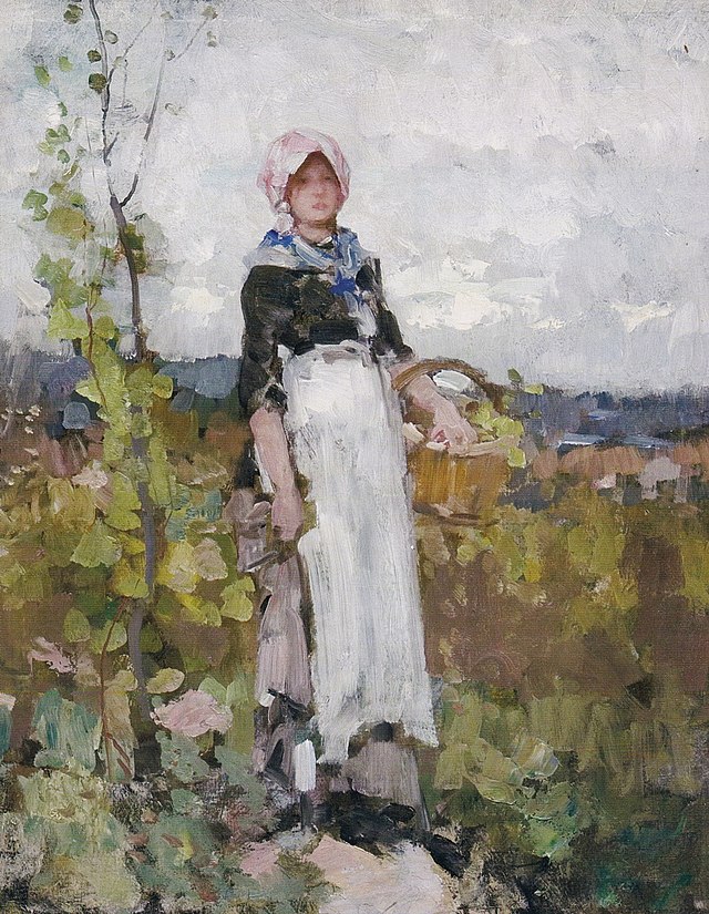 Felicitare Nicolae Grigorescu - Taranca franceza in vie | Art