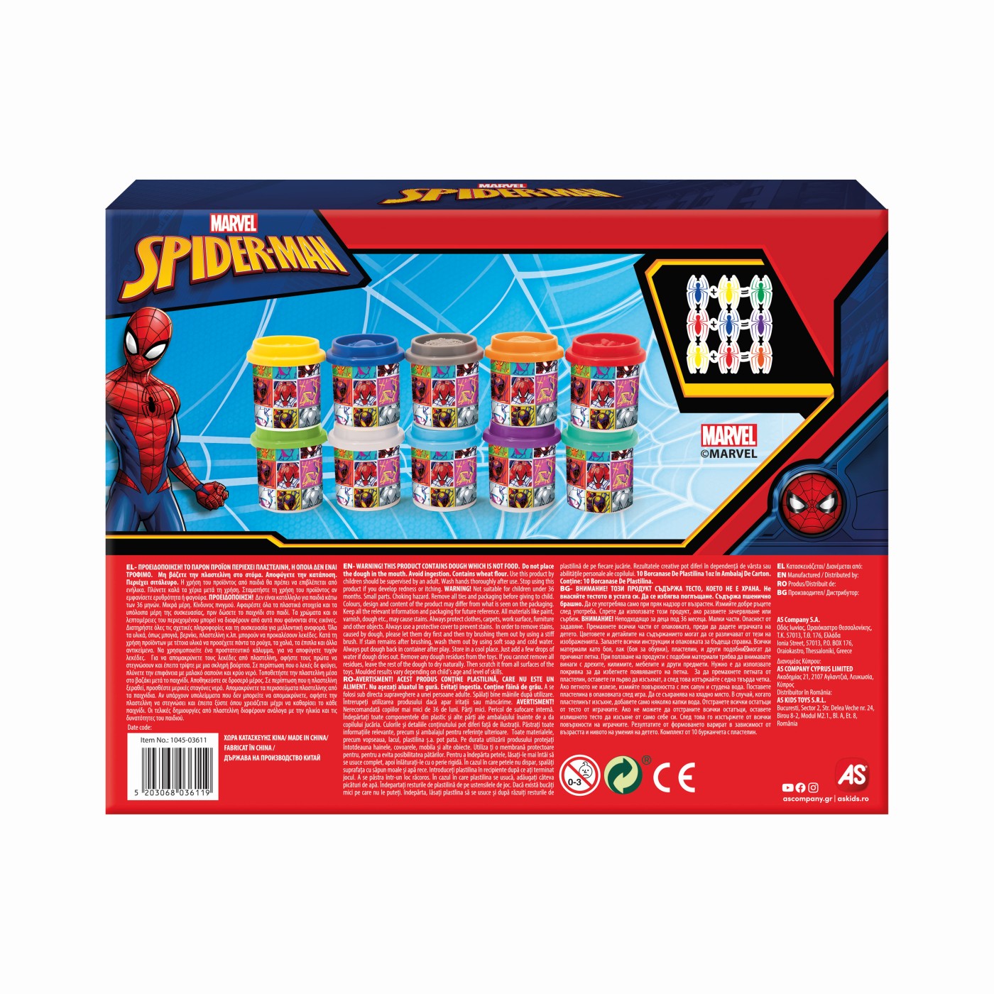 SET 10 BORCANASE DE PLASTILINA SPIDERMAN IN AMBALAJ DE CARTON | As - 3 | YEO