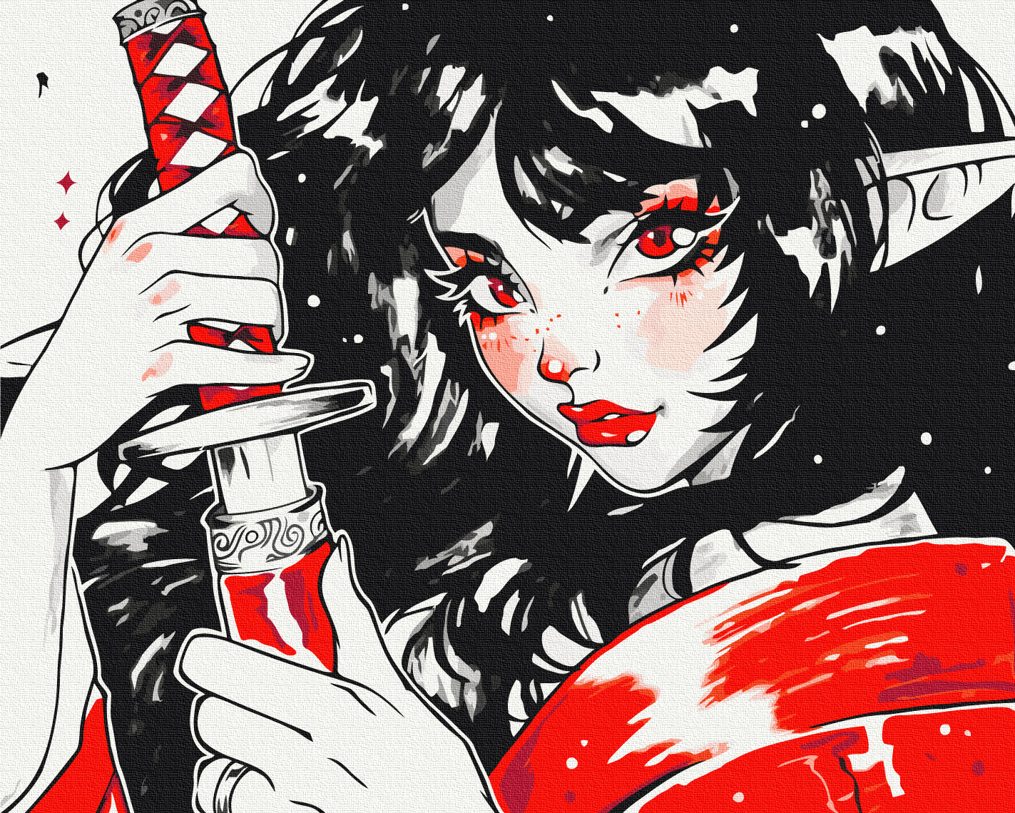 Pictura pe numere - Katana rosie, 40x50 cm | Brushme - 7 | YEO