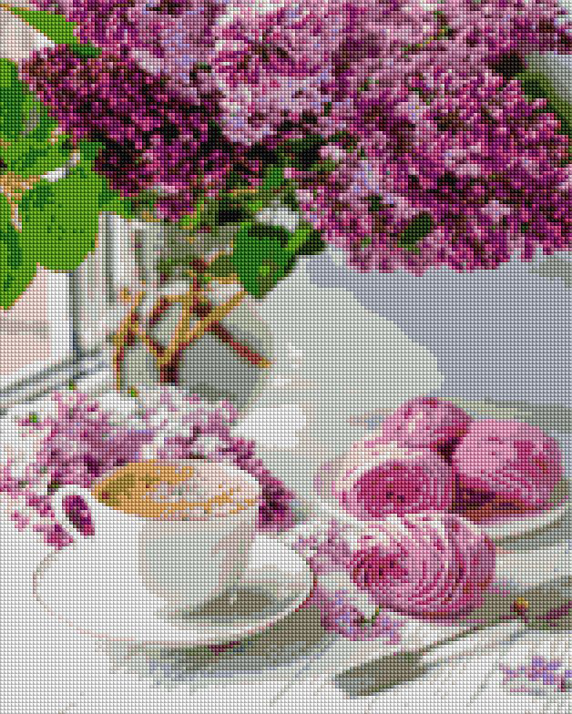 Mozaic cu diamante - Liliac si cafea, 40x50 cm | Brushme - 2 | YEO