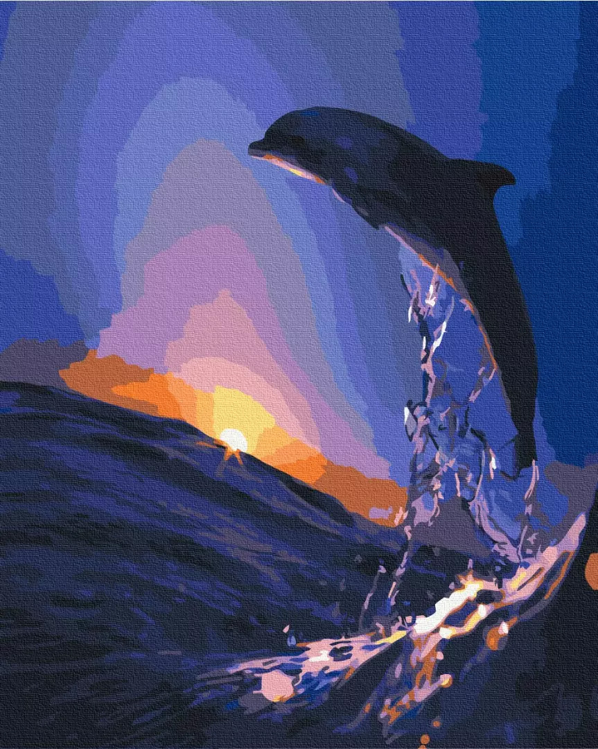 Pictura pe numere - Delfin la apus, 40x50 cm | Brushme - 7 | YEO