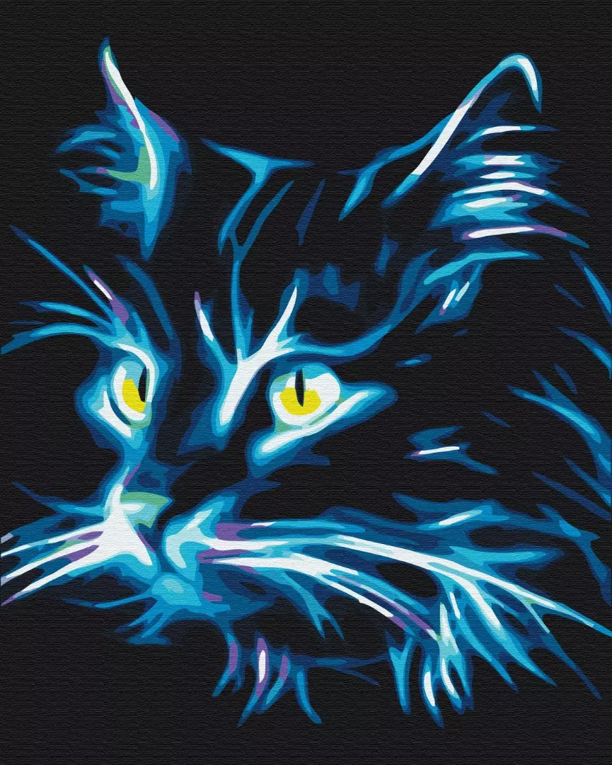 Pictura pe numere - Pisica neon, 40x50 cm | Brushme - 7 | YEO