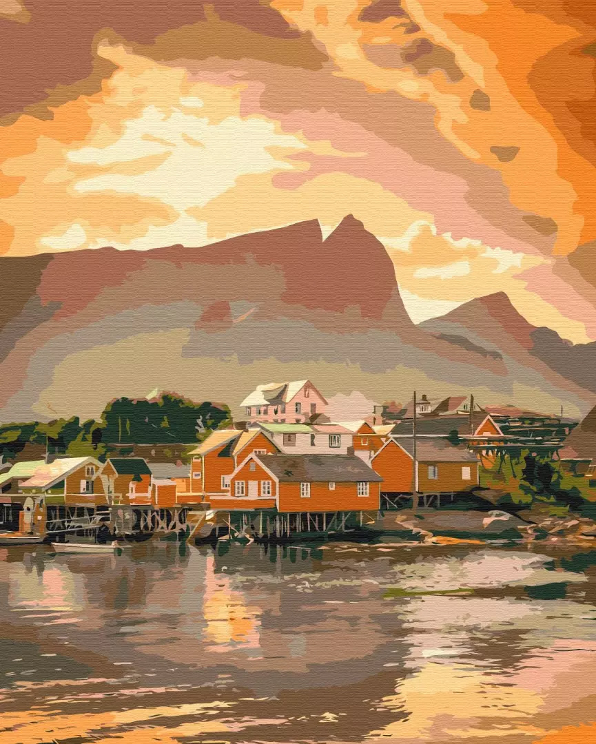 Pictura pe numere - Liniste de apus in Norvegia, 40X50 cm | Brushme - 7 | YEO