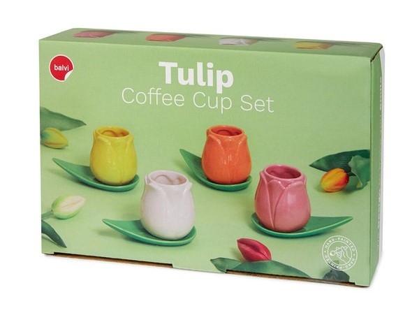 Set 4 cesti cu farfurie - Tulip