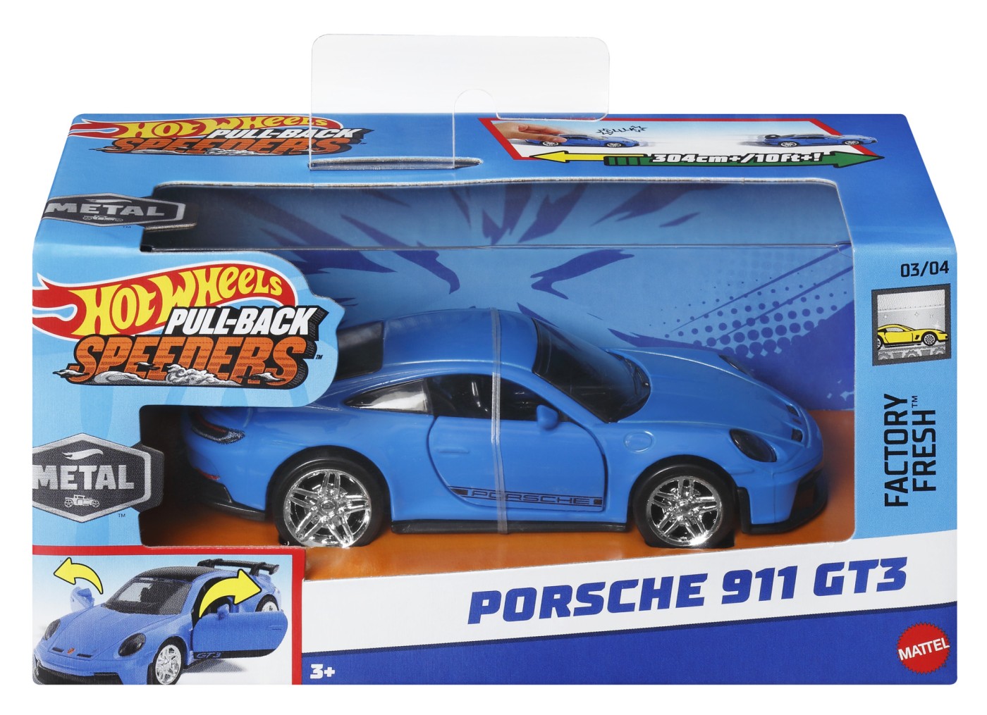 Masinuta - Hot Wheels Pull-Back Speeders - Porsche 911 GT3 - Factory Fresh | Mattel - 4 | YEO