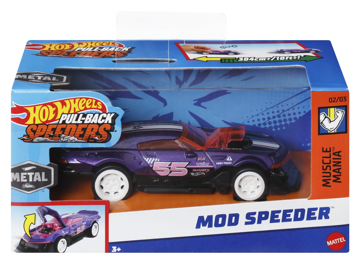 Masinuta - Hot Wheels Pull-Back Speeders - Mod Speeder - Muscle Mania | Mattel - 4