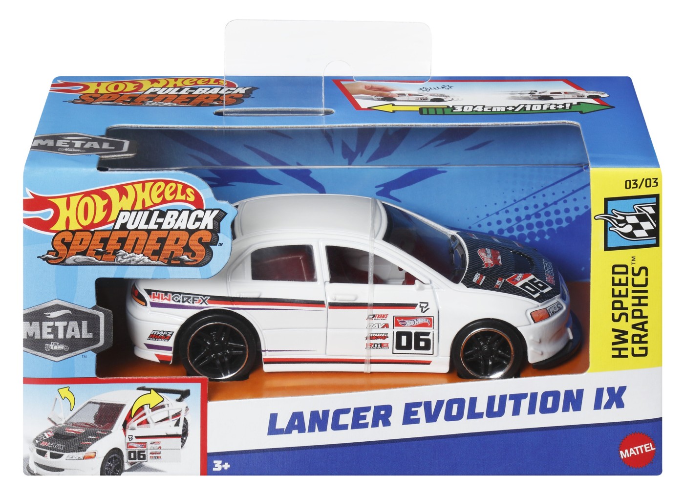 Masinuta - Hot Wheels Pull-Back Speeders - Lancer Evolution IX - HW Speed Graphics | Mattel - 5 | YEO