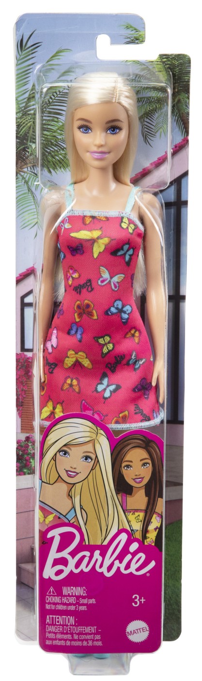 Papusa - Barbie - Blonda cu rochita roz imprimeu cu fluturi | Mattel - 4 | YEO