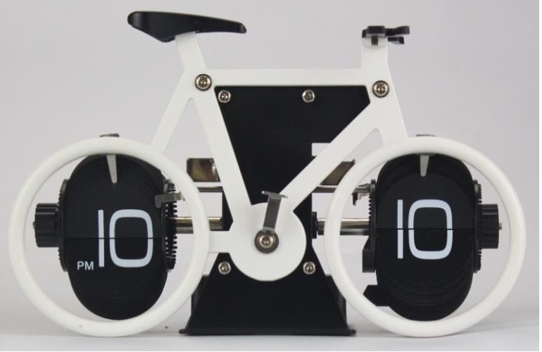 Ceas de birou - Flip Clock - Bicicleta alba | Romanowski Design