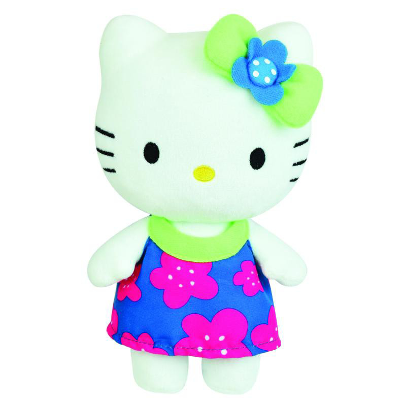 Jucarie de plus - Hello Kitty - Rochie cu floricele roz