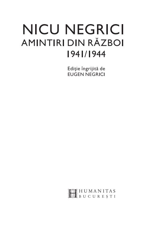 Amintiri din razboi | Nicu Negrici