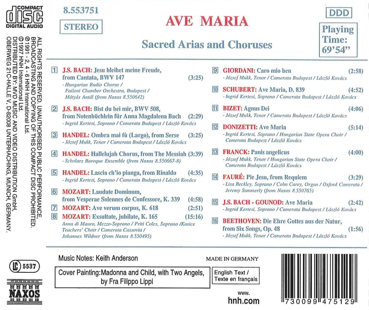 Ave Maria (Sacred Arias And Choruses) | Various Composers