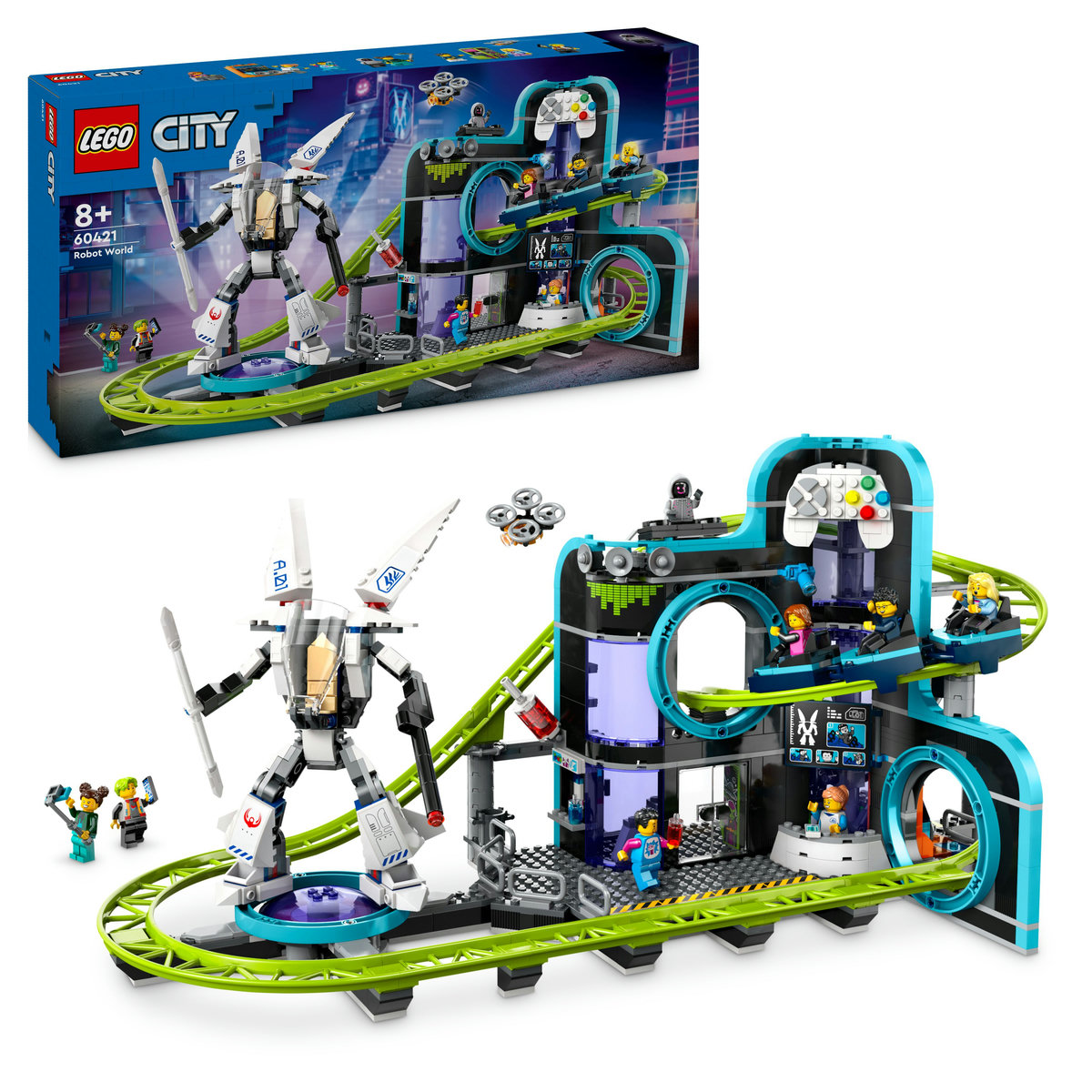 LEGO City - Parc cu roller-coaster - Lumea robotilor (60421) | LEGO