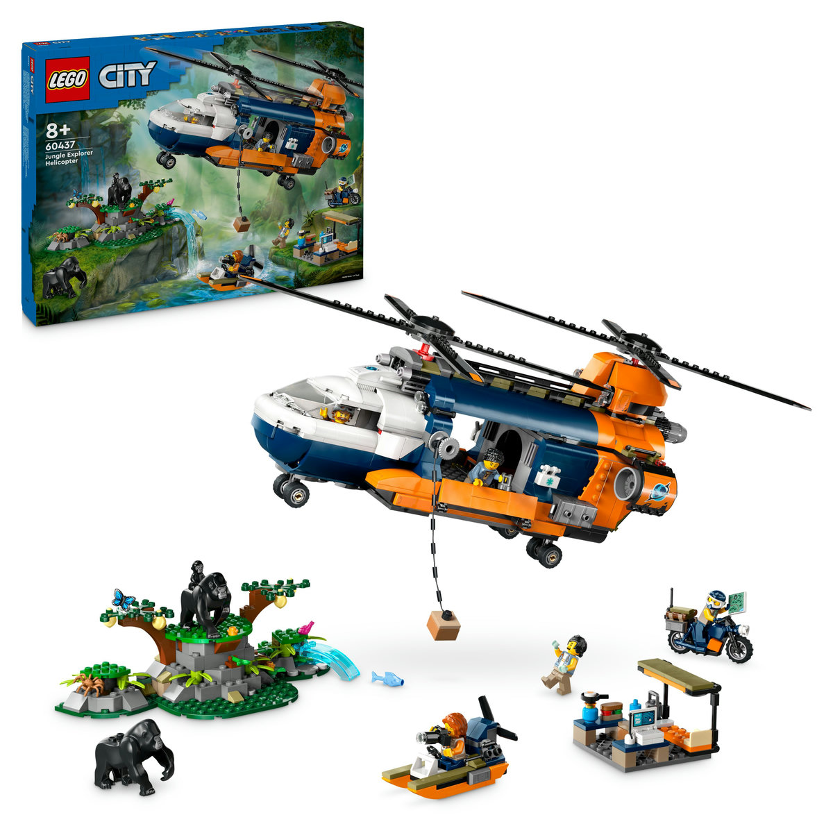 LEGO City - Elicopterul unui explorator al junglei la tabara de baza (60437) | LEGO