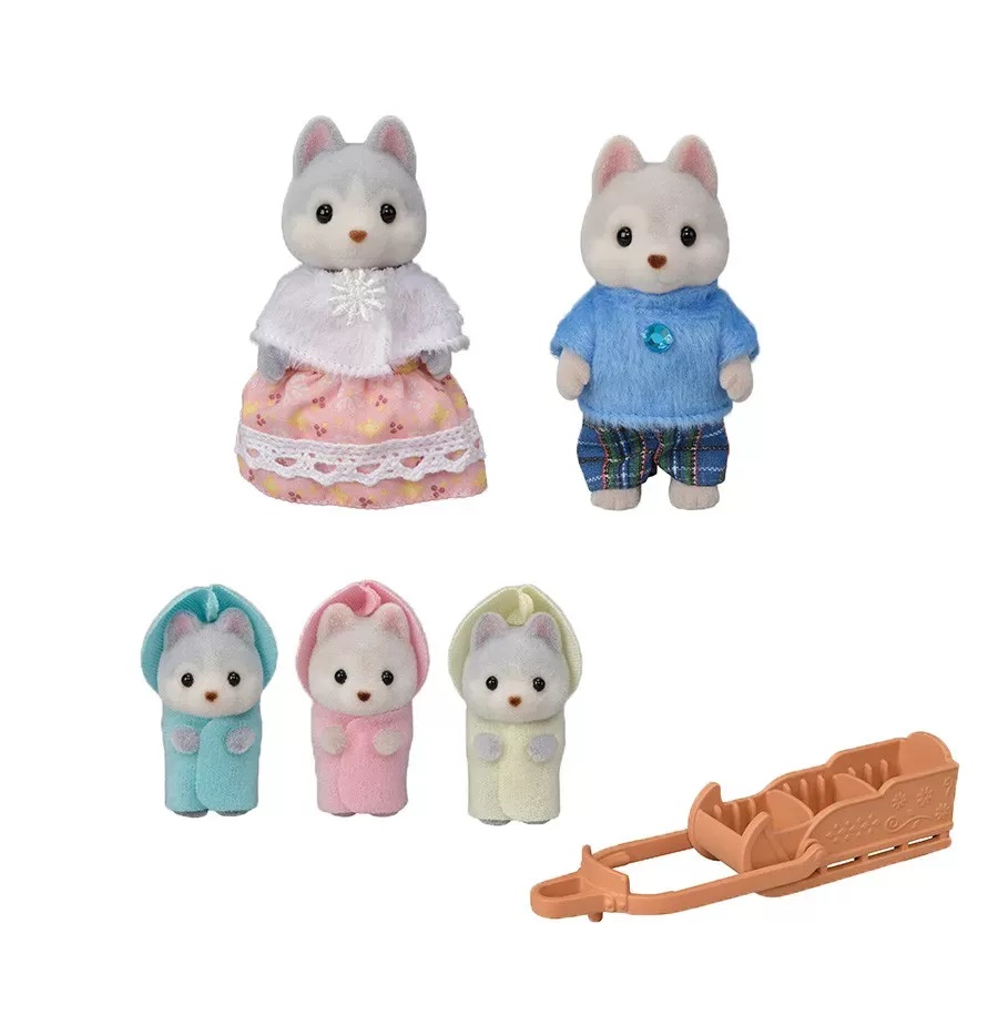 Set 5 figurine - Sylvanian Families - Familia catelusilor Husky | Epoch