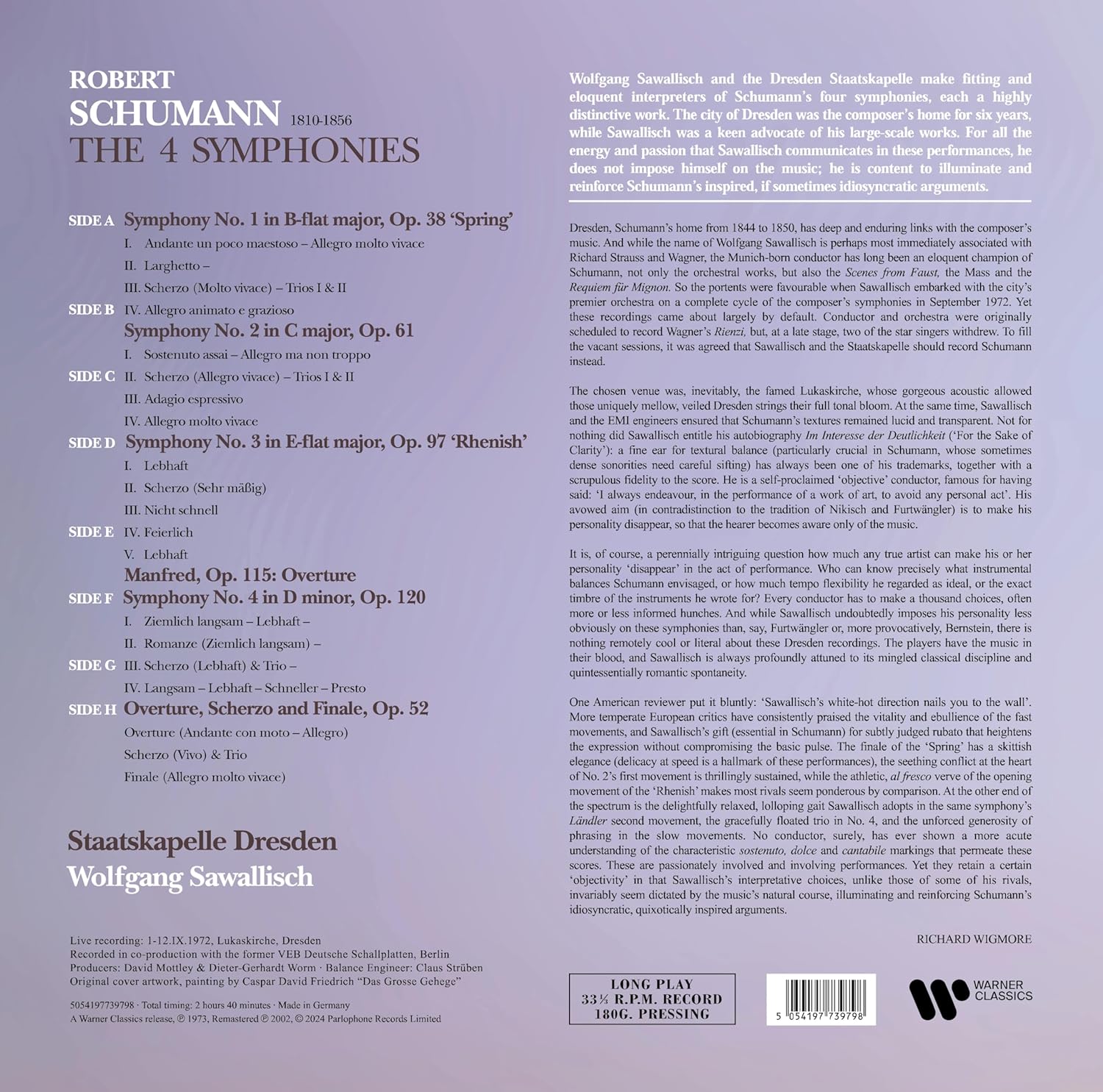 Schumann: The Four Symphonies / Overture, Scherzo And Finale / Manfred-Overture - Vinyl | Staatskapelle Dresden, Wolfgang Sawallisch