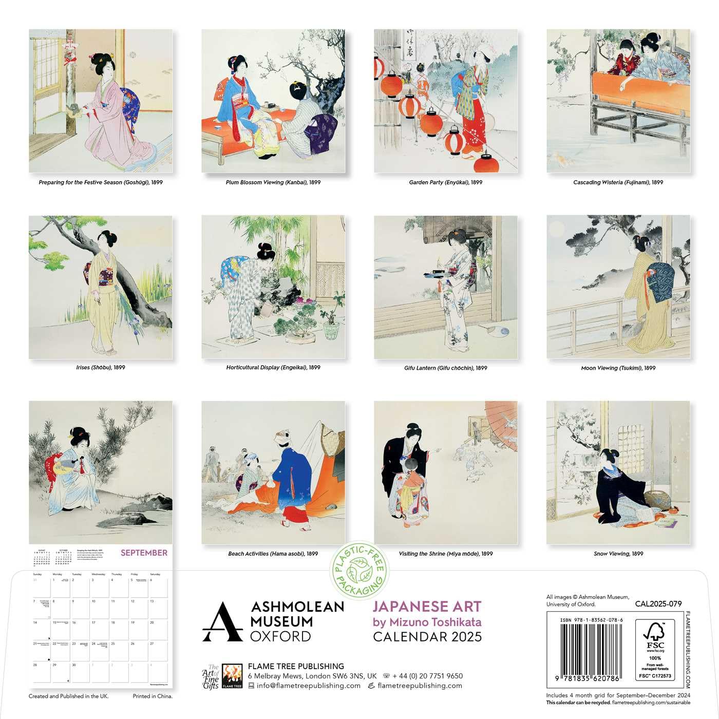 Calendar 2025 - Ashmolean Museum: Japanese Art by Mizuno Toshikata | Flame Tree Publishing