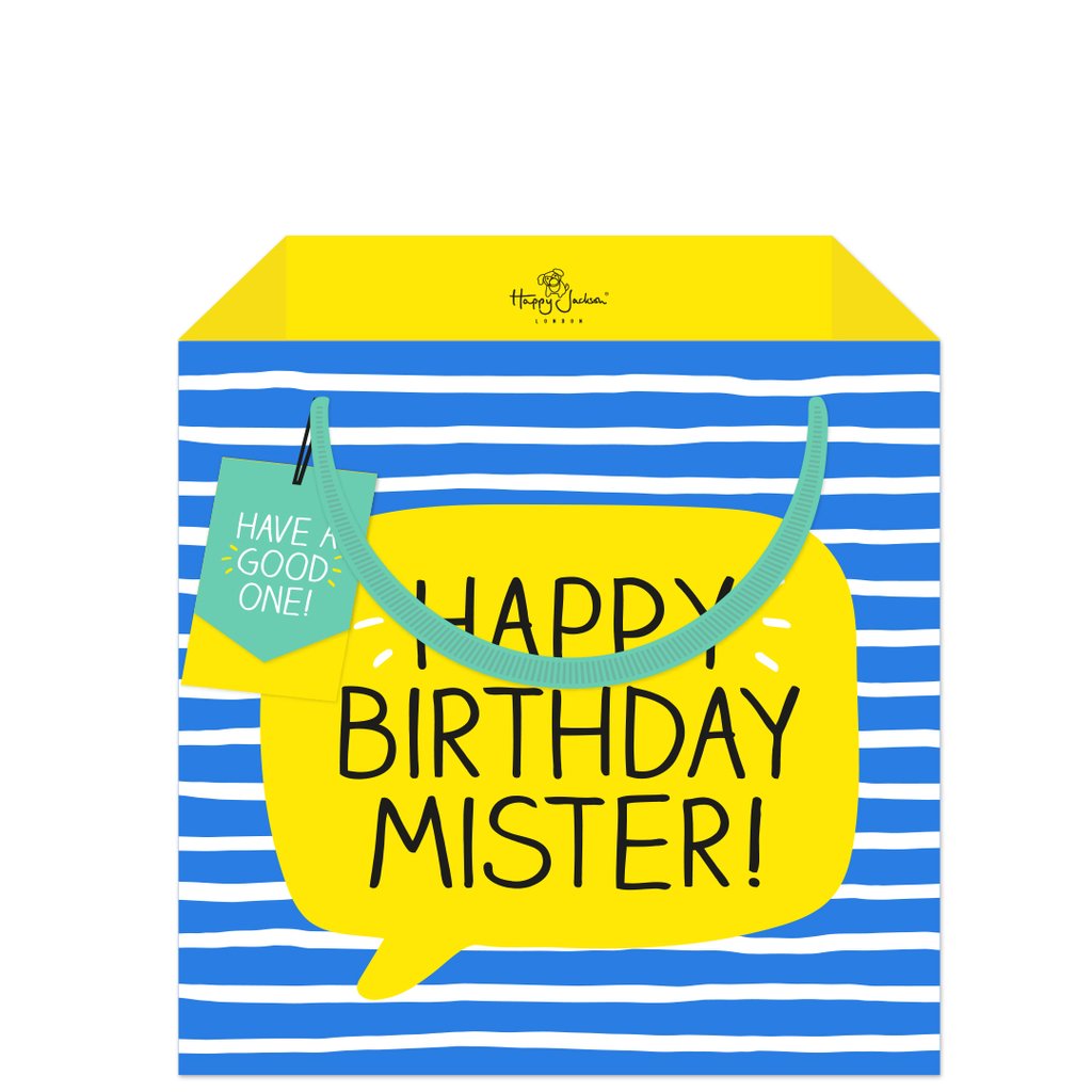 Punga medie pentru cadou - Happy Jackson Mister Blue Neon | Swan Mill Paper