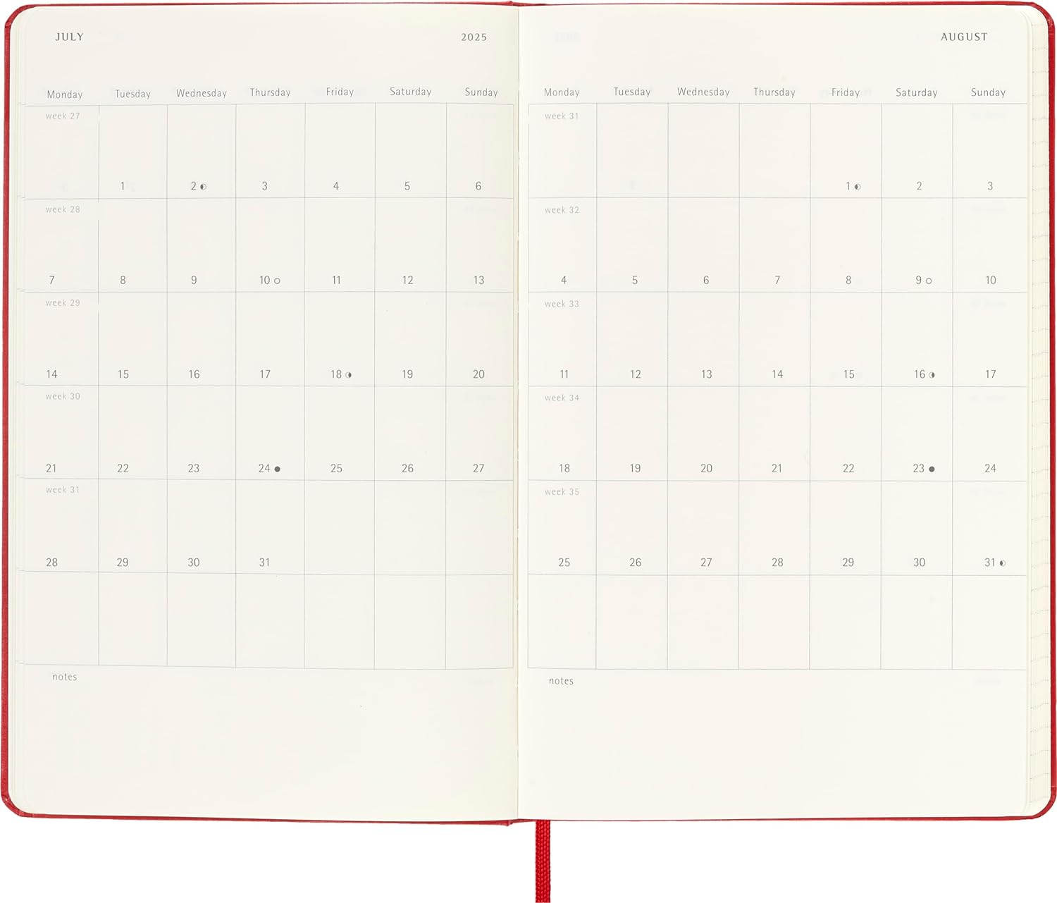 Agenda 2024/2025 - 18 Months Weekly Planner - Hard Cover, Large - Scarlet Red | Moleskine - 4 | YEO