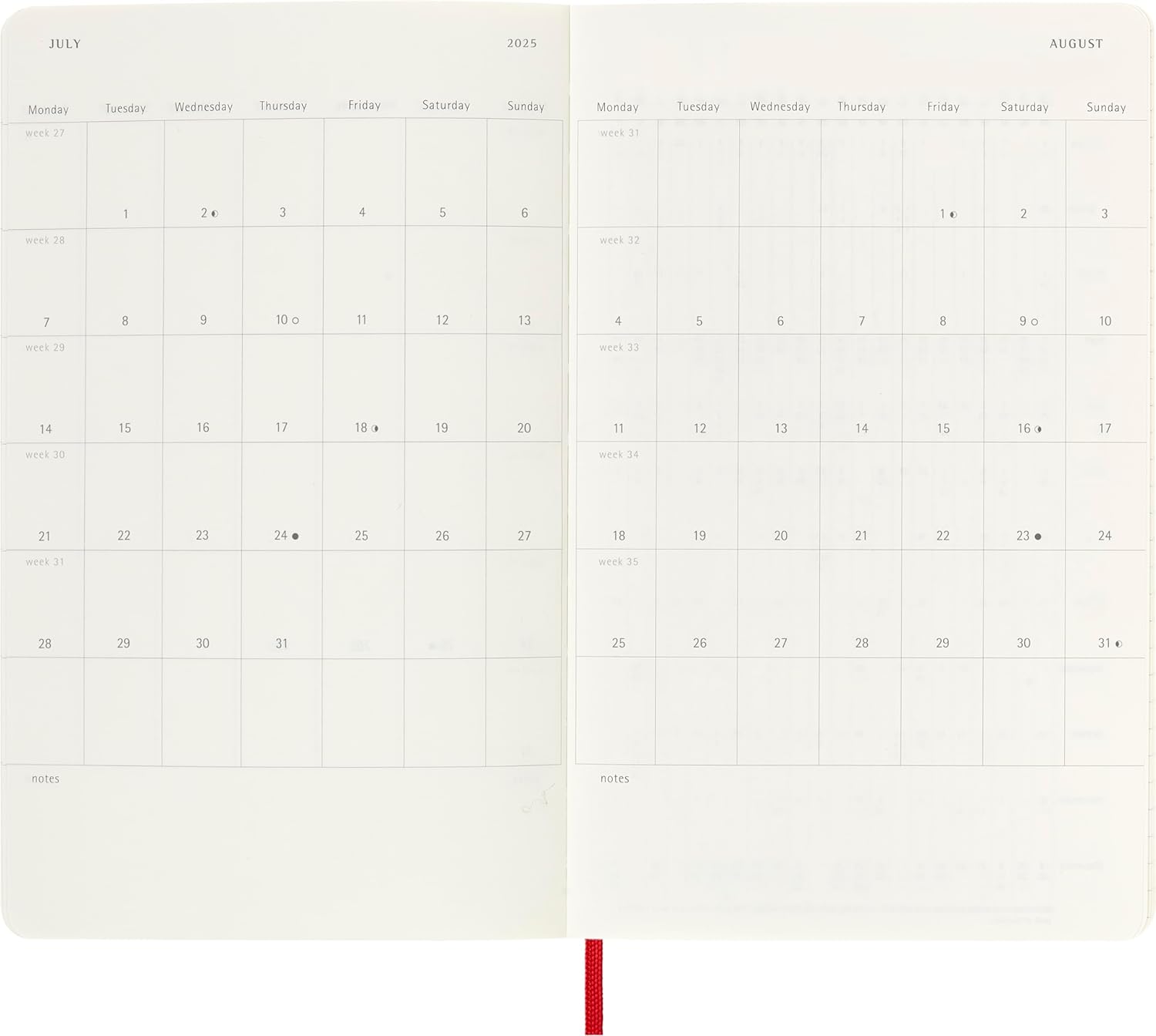 Agenda 2024/2025 - 18 Months Weekly Planner - Soft Cover, Large - Red | Moleskine - 4 | YEO