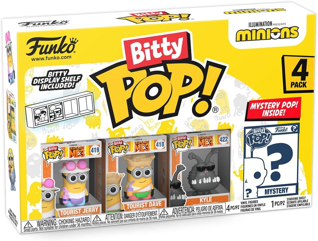 Set 4 figurine - Pop! Minions: Tourist Dave, Tourist Jerry, Kyle & Mystery Chase Figure | Funko - 2 | YEO