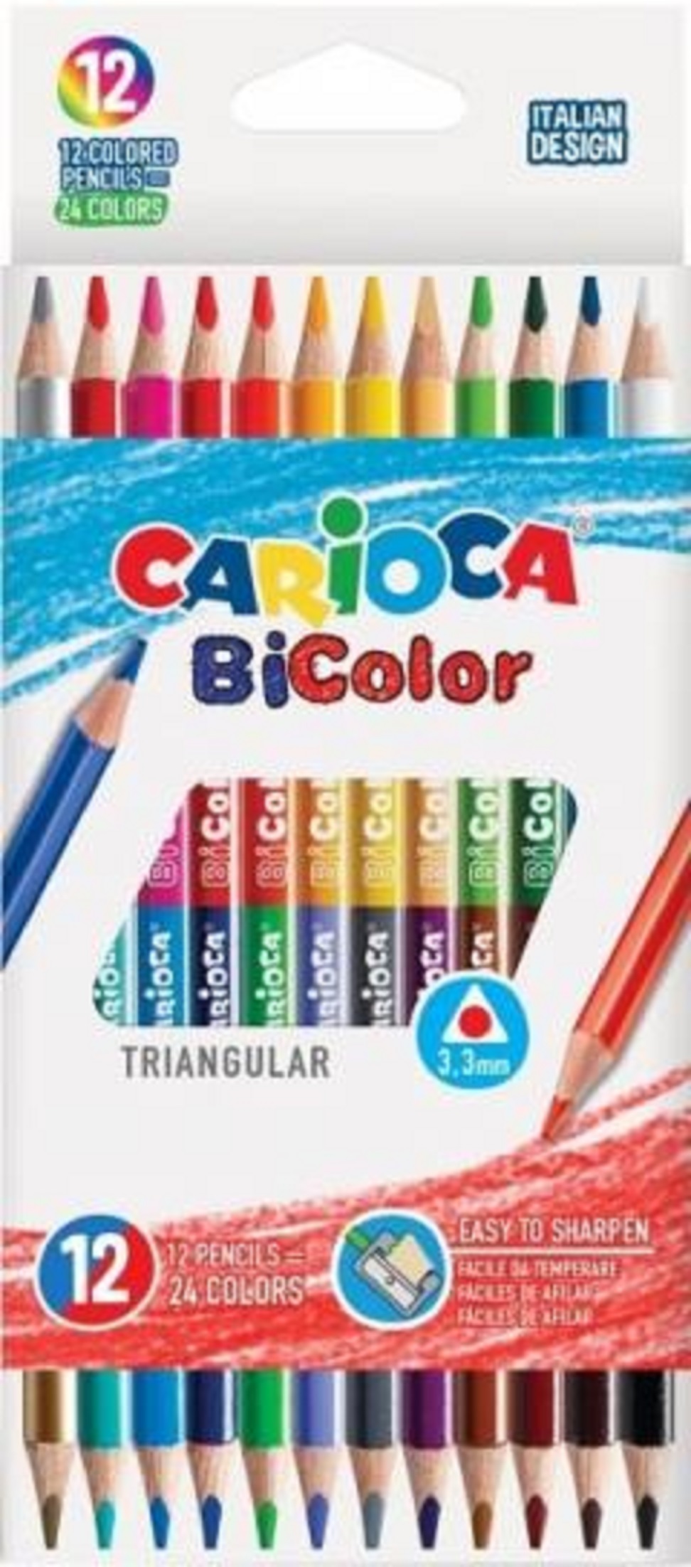 Set 12 creioane colorate - Bicolor | Carioca