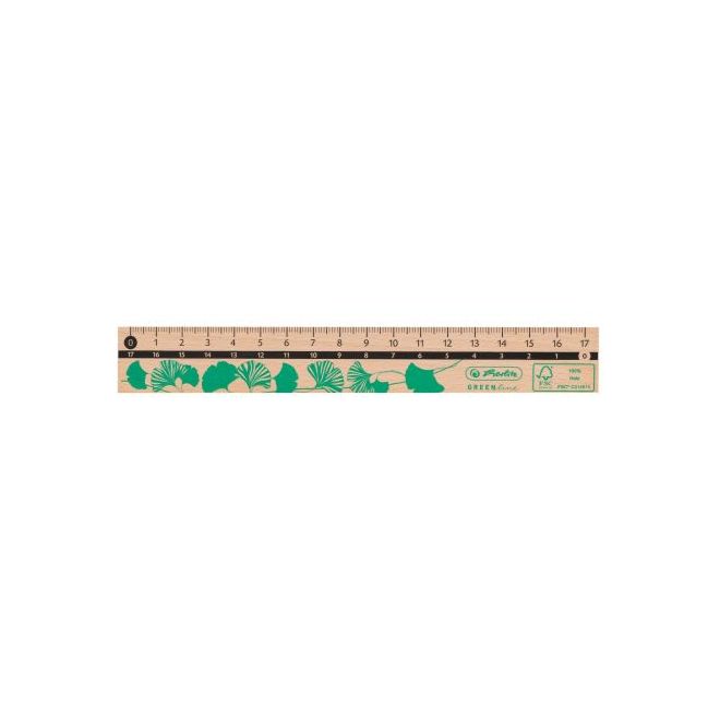 Rigla din lemn - Greenline 17 cm - Doua modele | Herlitz - 1 | YEO