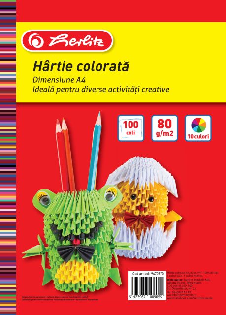 Hartie colorata A4 - 10 culori | Herlitz