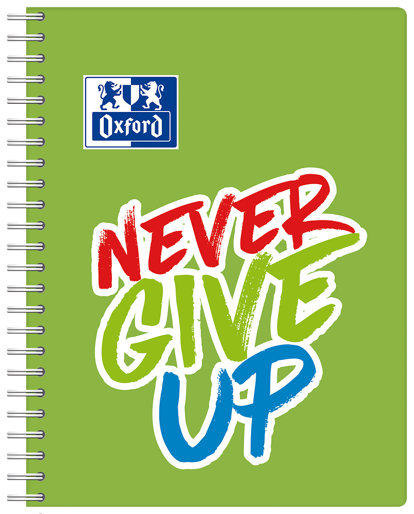 Caiet - Never Give Up - A5, matematica, spira dubla, 80 file (mai multe culori - pret pe bucata) | Oxford - 1 | YEO