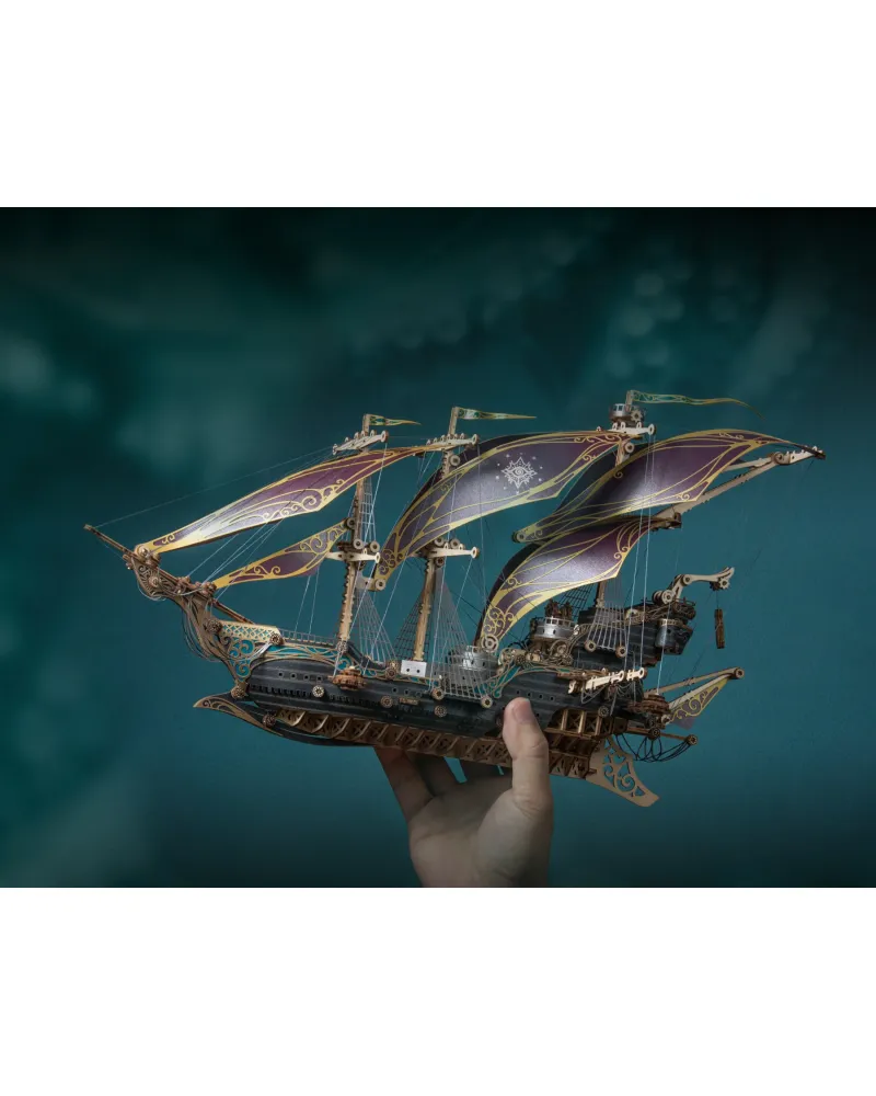 Puzzle 3D - Corabie pirat - Aventurile maritime ale lui sparrow, mov, 518 piese | Robotime - 4