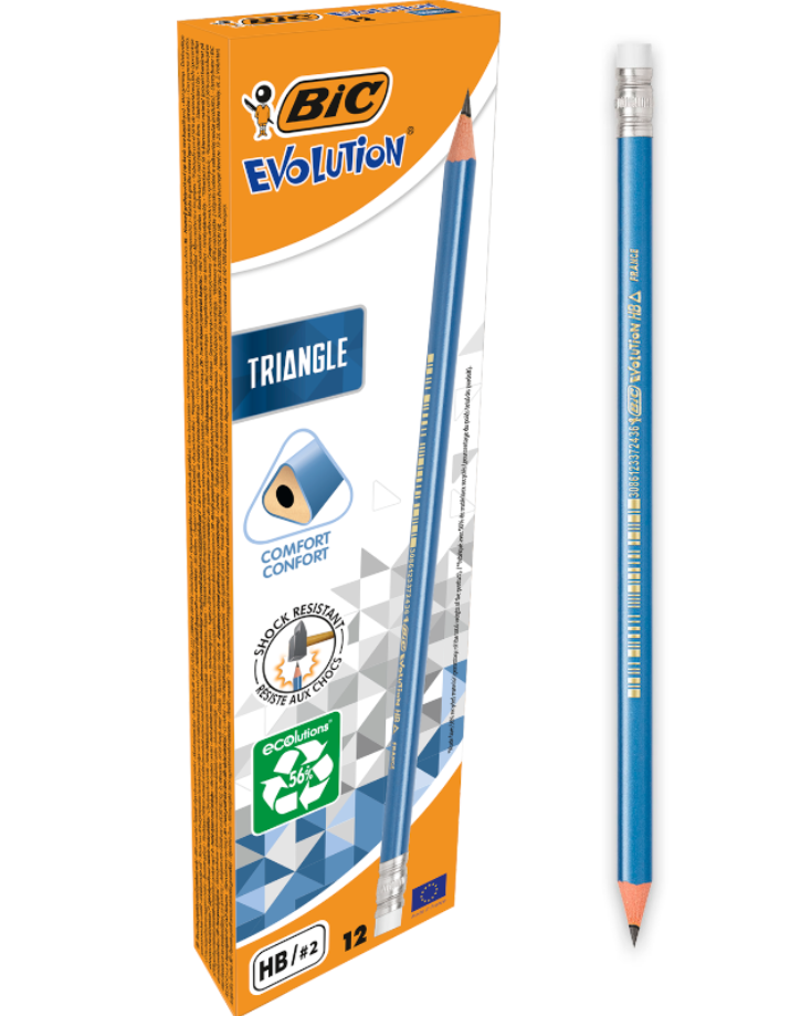 Set 12 creioane grafit triunghiulare cu radiera - Bic | Bic